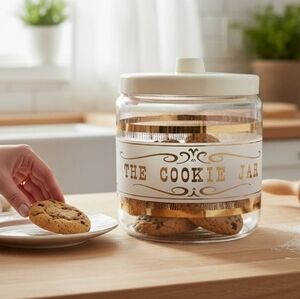 Vintage Pyrex Glass Cookie Jar with White Lid